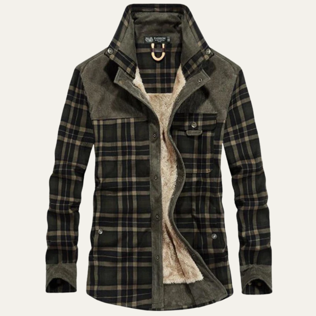 Men’s Plaid Sherpa Lined Flannel Shirt Jacket
