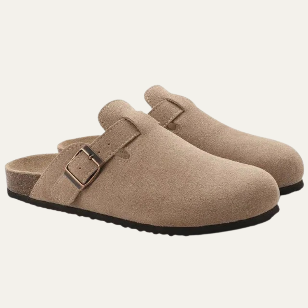 Men’s Buckled Cork Footbed Mule Clogs