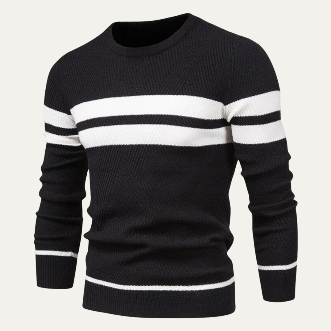 Men’s Double Stripe Textured Knit Sweater