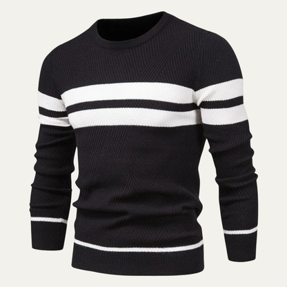 Men’s Double Stripe Textured Knit Sweater