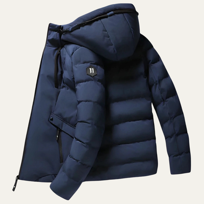 Men’s Hooded Wide Quilt Full Zip Puffer Jacket