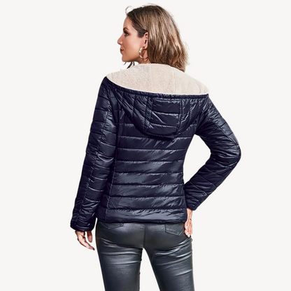 Women's Puffer Jacket with Sherpa Lining & Zipper