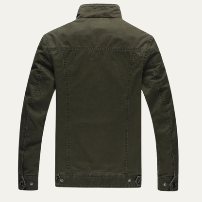 Men’s Faux Suede Bomber Jacket with Chest Patch Pockets
