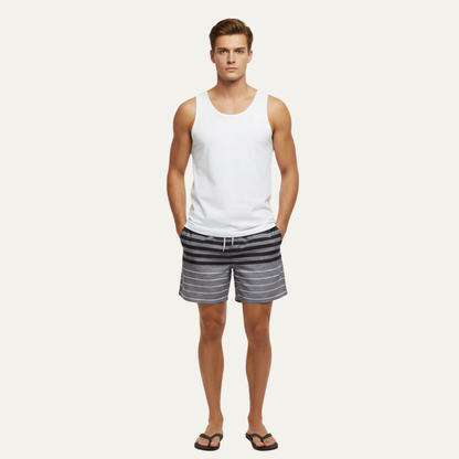 Men’s Striped Drawstring Board Shorts