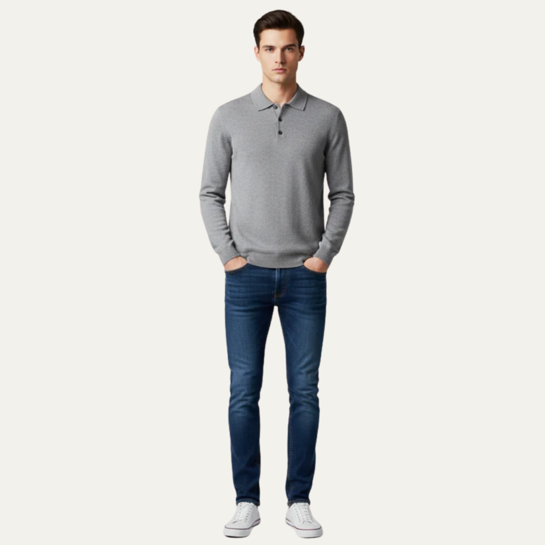 Men’s Long Sleeve Knit Polo Sweater
