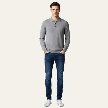 Men’s Long Sleeve Knit Polo Sweater