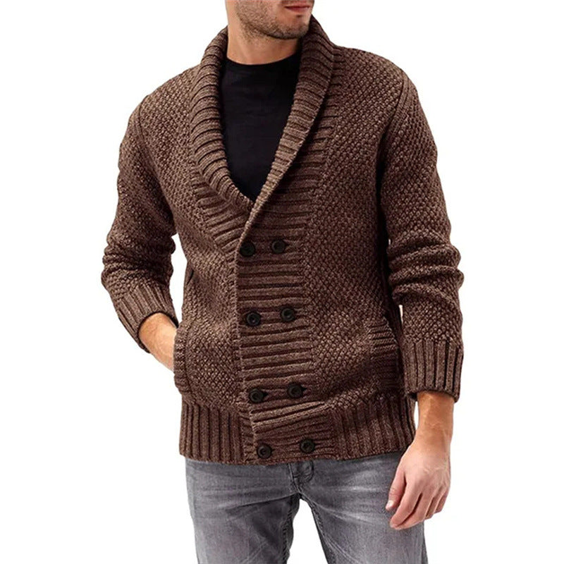Warm Men's Cashmere Crew Neck Sweater with Pockets - BritishElegance