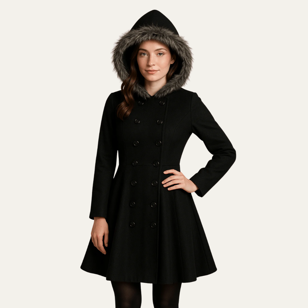 Women’s Fit and Flare Double-Breasted Coat