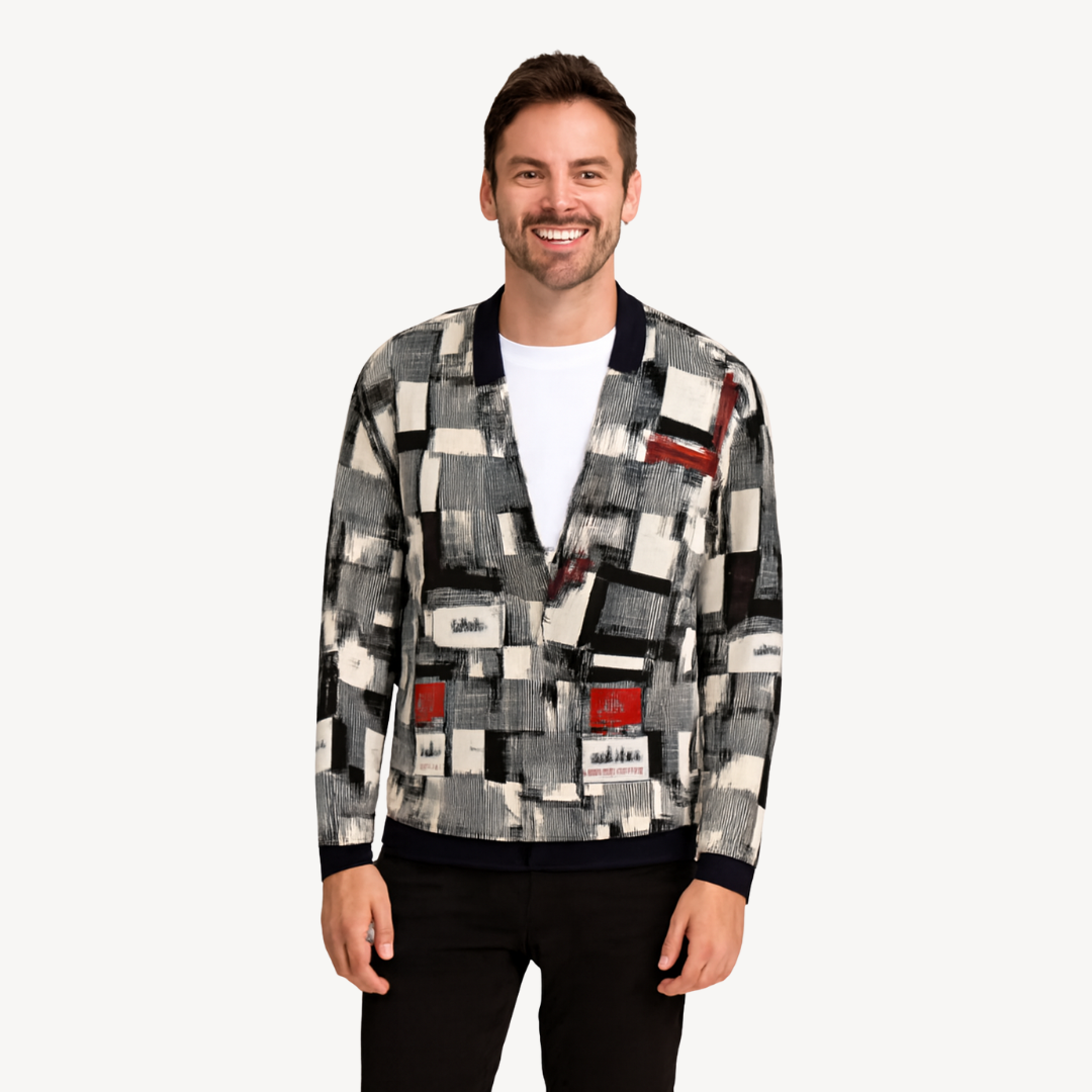 Men's Geometric Print Cardigan