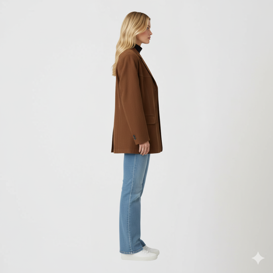 Claudine | Autumn Jacket - Oversized Button-Up Outerwear with Pockets for Women
