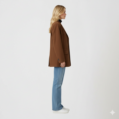 Claudine | Autumn Jacket - Oversized Button-Up Outerwear with Pockets for Women