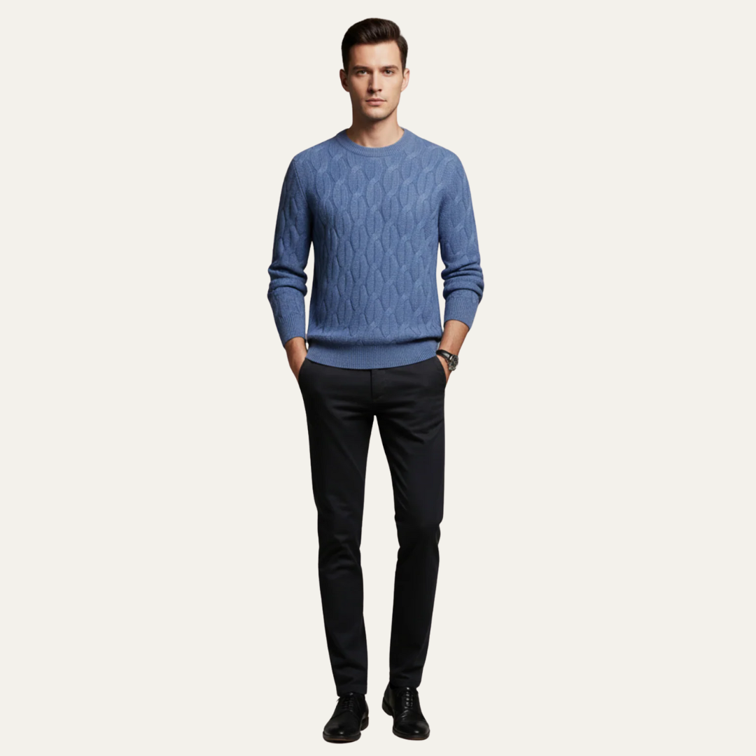 Men’s Classic Cable Knit Round Neck Sweater