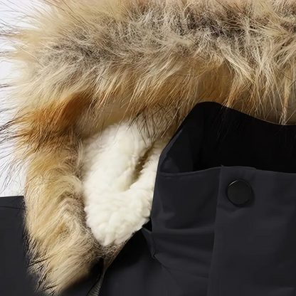 Men's Insulated Puffer Jacket with Detachable Faux Fur Hood
