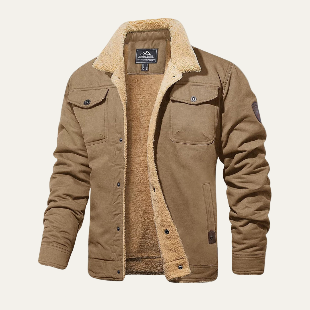 Men’s Heavy Faux Shearling Lined Utility Jacket