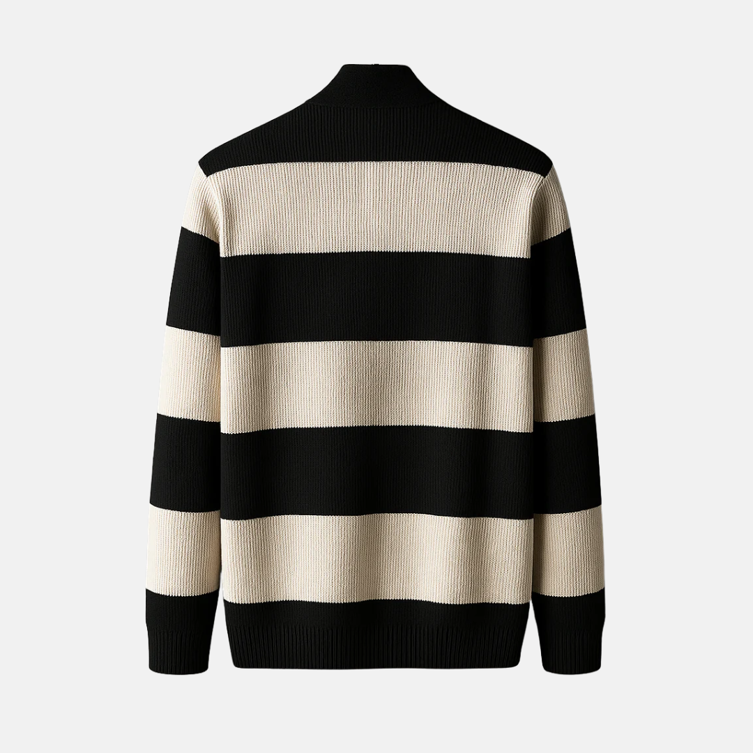 Men’s Cardigan Sweatshirt – Relaxed Fit – Knit Stripe – Open Front – Mid Length Layer