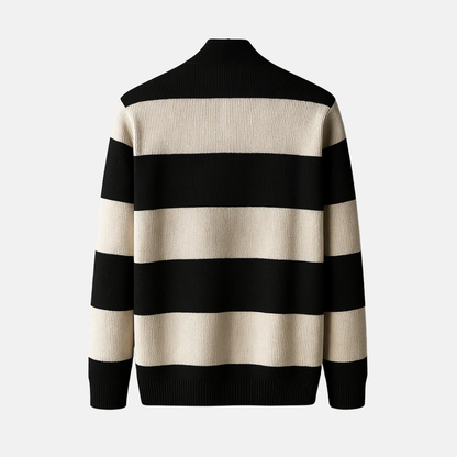 Men’s Cardigan Sweatshirt – Relaxed Fit – Knit Stripe – Open Front – Mid Length Layer