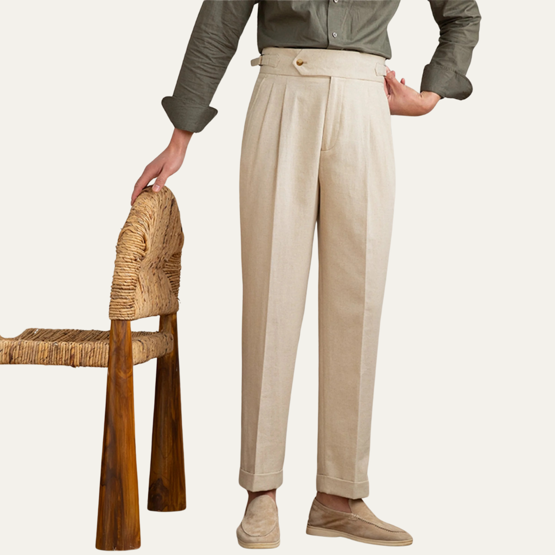 Men’s High-Waist Pleated Summer Chinos