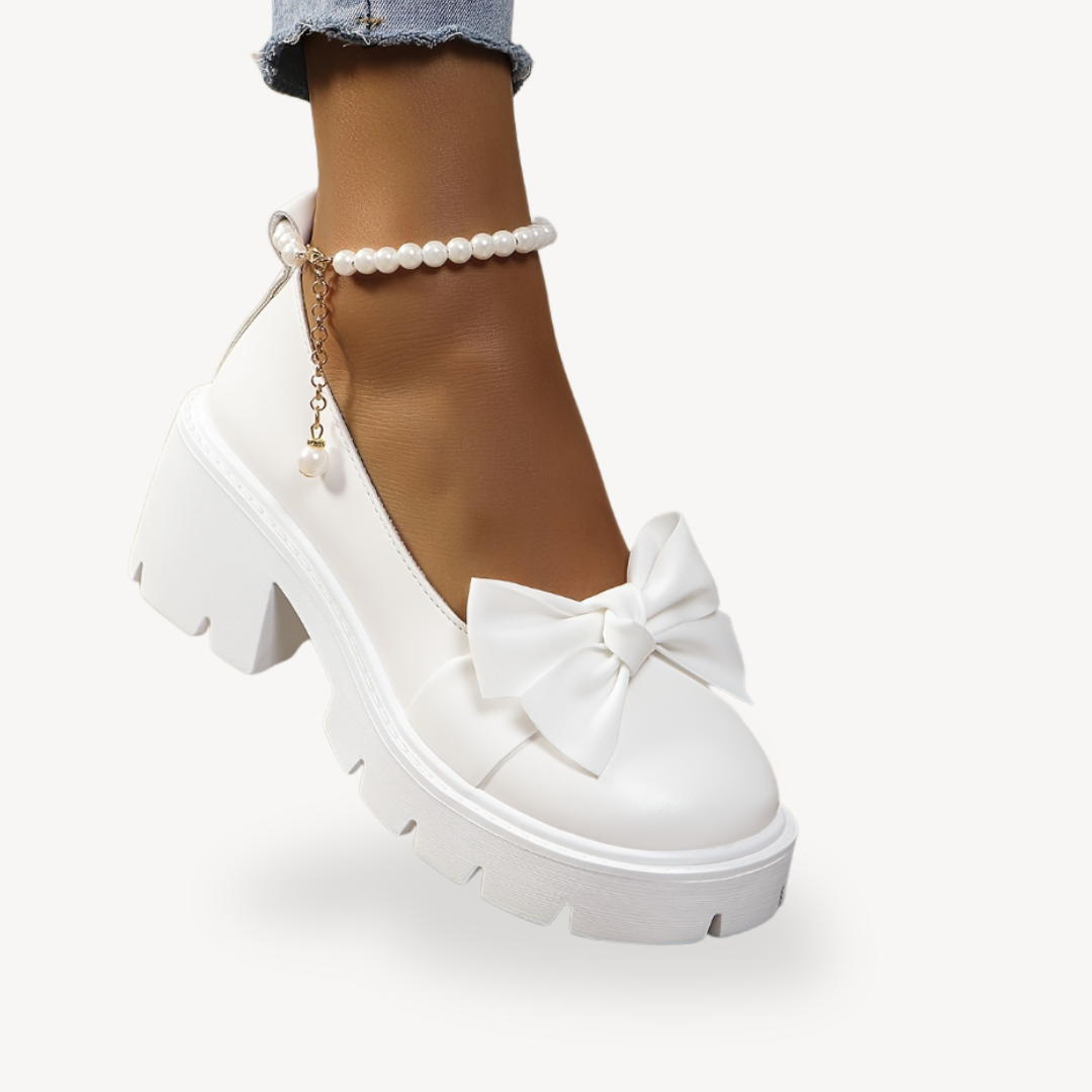 Women's Orthopedic Faux Leather Platform Bow Pumps