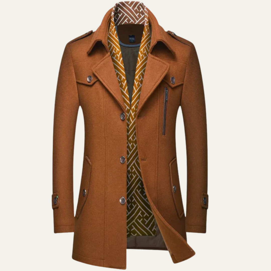 Men’s Layered Collar Peacoat Jacket