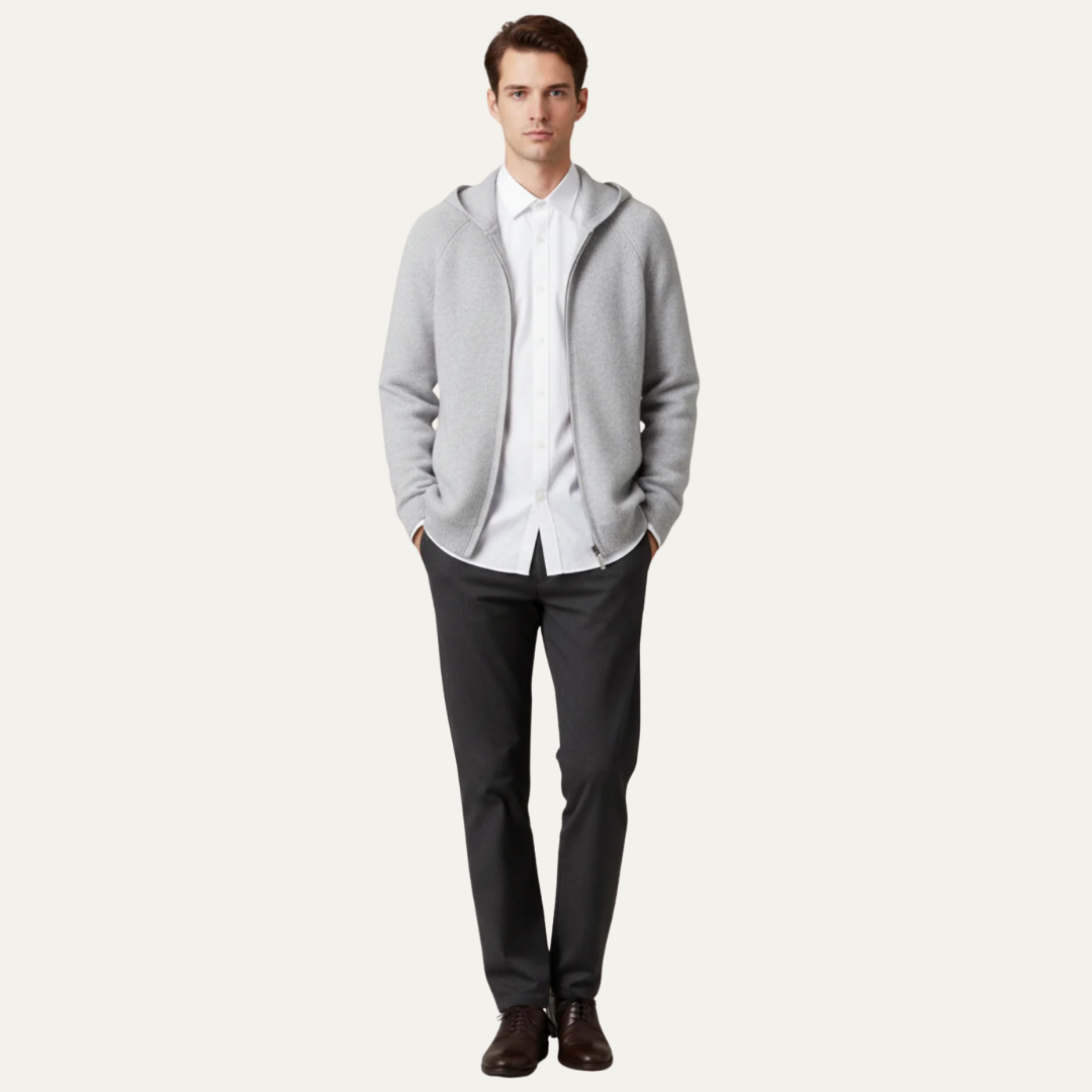 Men’s Full Zip Hooded Knit Cardigan