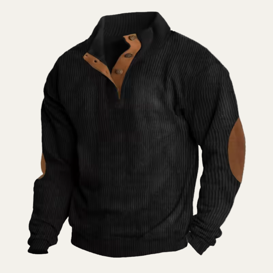 Men’s Loose Knit Buckle Neck Casual Sweater Hoodie