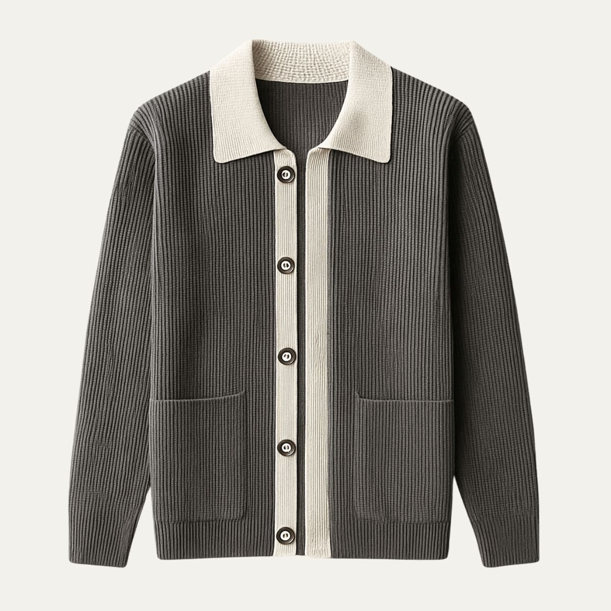Men’s Contrasting Shawl Collar Button Front Cardigan