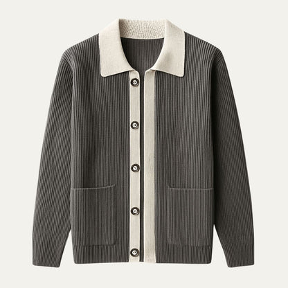 Men’s Contrasting Shawl Collar Button Front Cardigan