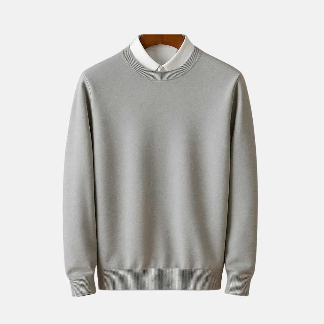 Men’s Pullover Sweatshirt – Fine Gauge Knit – Classic Fit – Crew Neck – Ribbed Trim