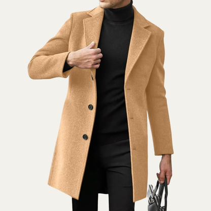 Men’s Classic Mid-Thigh Wool Blend Overcoat