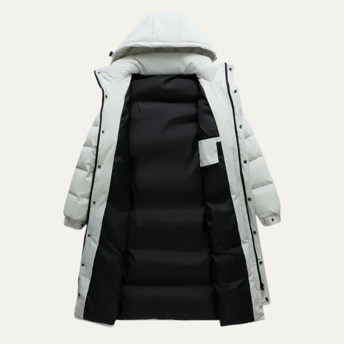 Men’s Long Insulated Puffer Coat with Detachable Hood