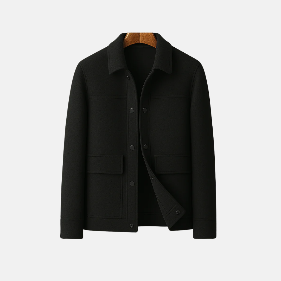 Men’s Blazer – Tailored Fit – Wool Blend – Turn-Down Collar – Button Closure – Patch Pockets