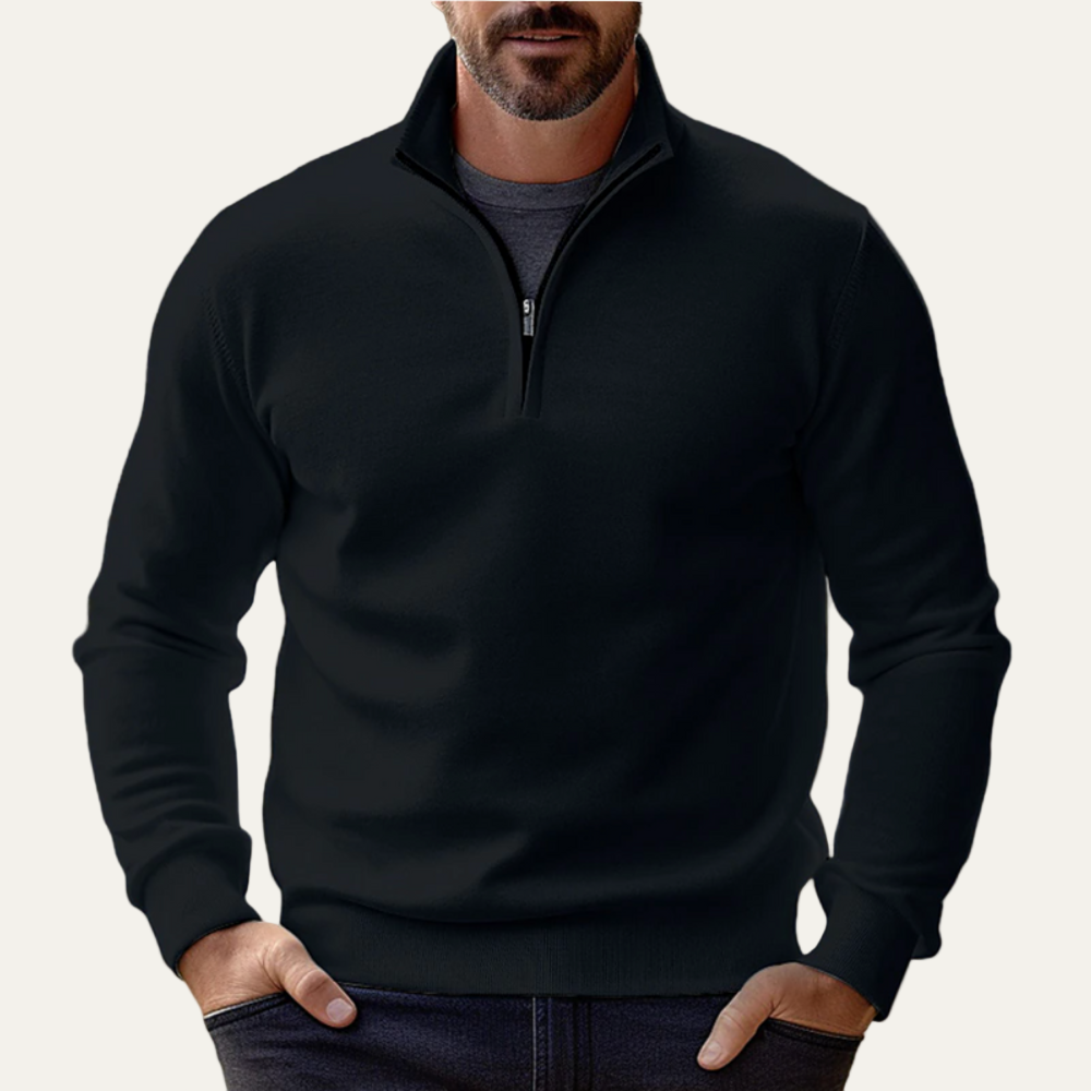Men’s Stand Collar Quarter Zip Pullover Sweater