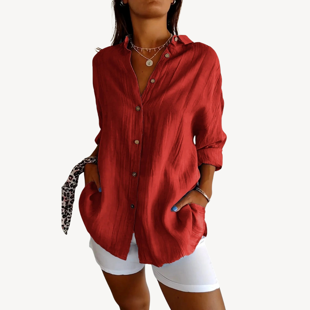 Button-Up Casual Blouse Women