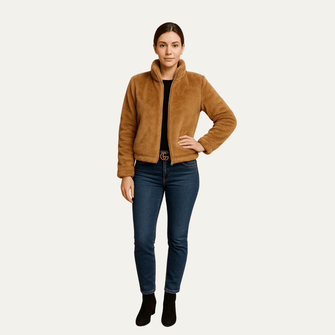 Women’s Plush Cropped Teddy Bomber