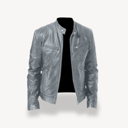 Men's Leather Zip-up Biker Jacket
