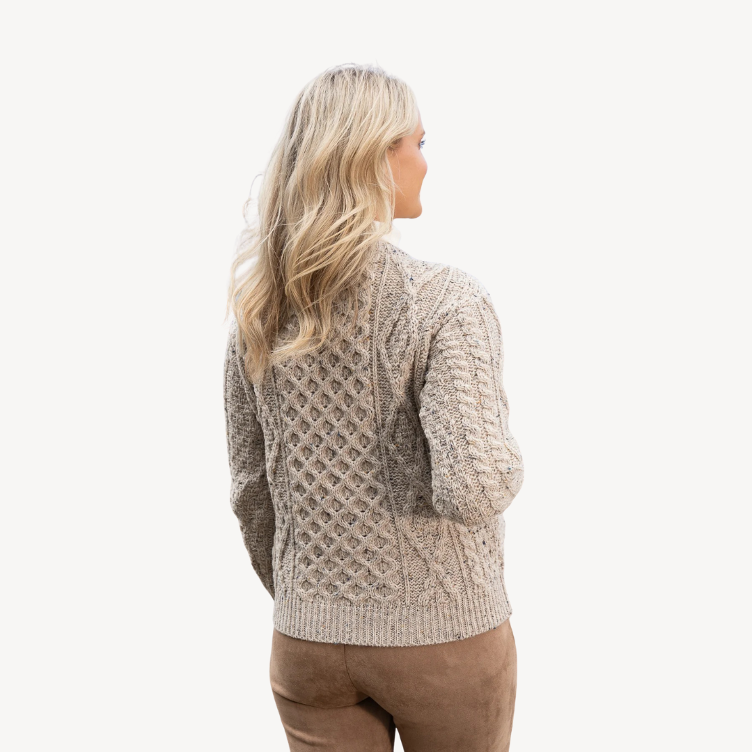 Wool Blend Cable Knit Cardigan for Women