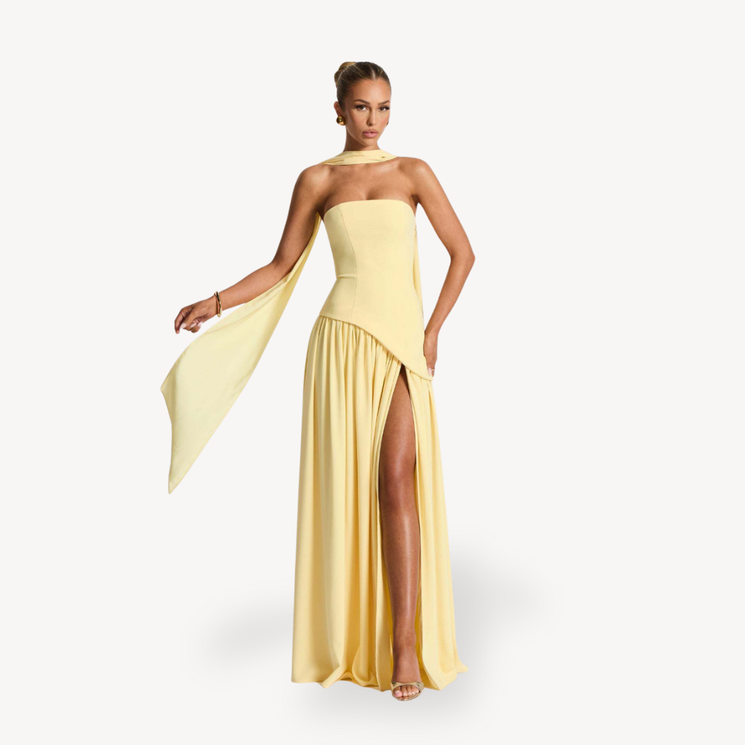 Women's Strapless Slit Maxi Dress