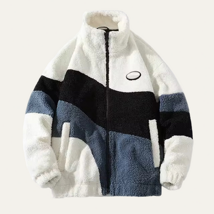 Men’s Cozy Color Block High Neck Fleece Jacket