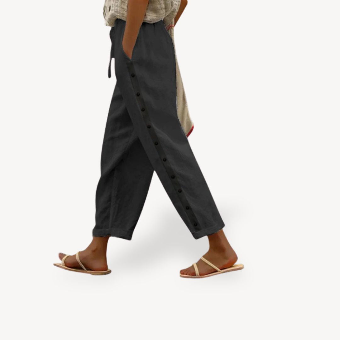 Women's Casual Button-Detail Trousers
