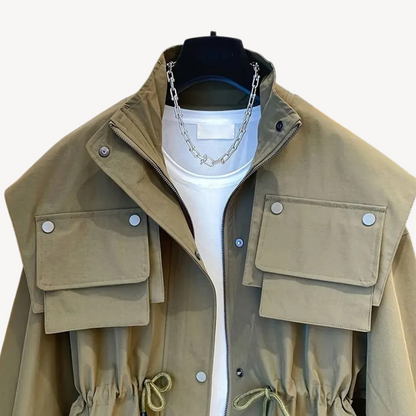 Casual Utility Jacket with Pockets for Women