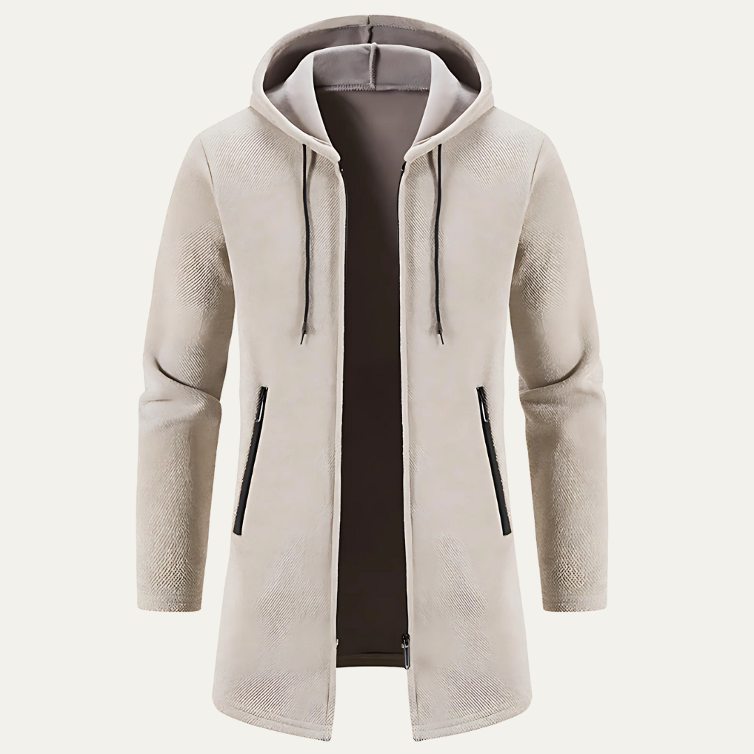 Men’s Longline Textured Hooded Zip Jacket