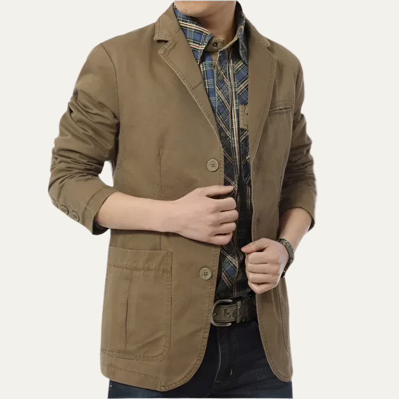Men’s Casual Cotton Blazer with Notch Lapel