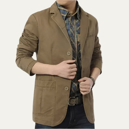Men’s Casual Cotton Blazer with Notch Lapel