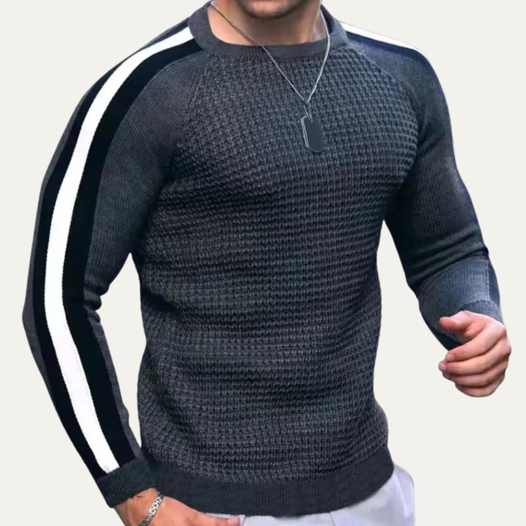 Men’s Slim Fit Racing Stripe Crewneck Sweater