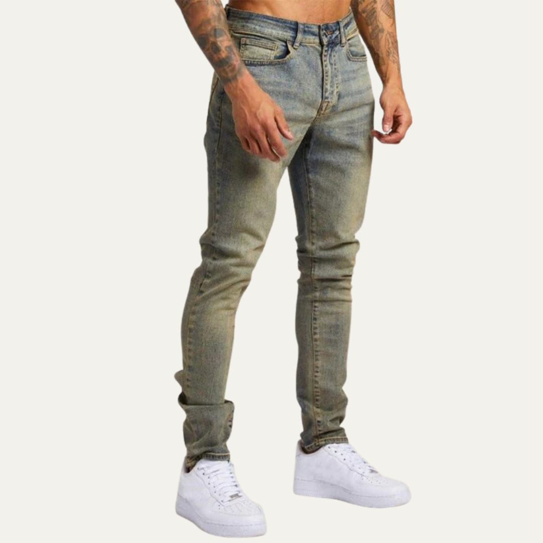 Men’s Distressed Skinny Low Rise Jeans