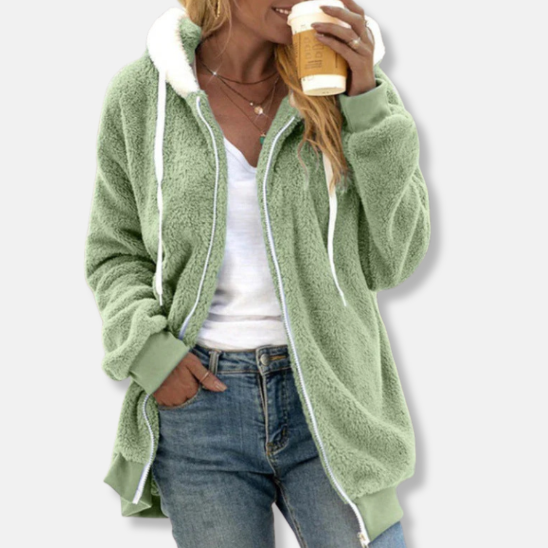 Lily  Loose Fit Hooded Jacket | Full Zip Drawstring Hooded Jacket