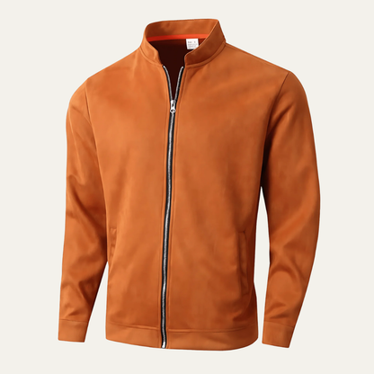 Men’s Minimalist Stand Collar Track Bomber Jacket