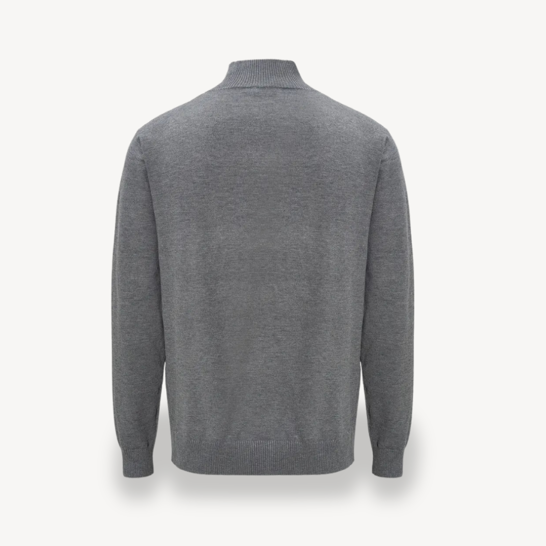 Men's Gray 1/4 Zip Knit Sweater