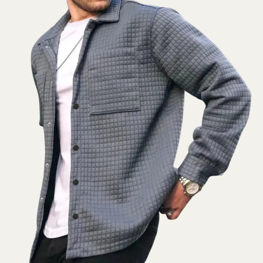 Men’s Quilted Grid Texture Shirt Jacket