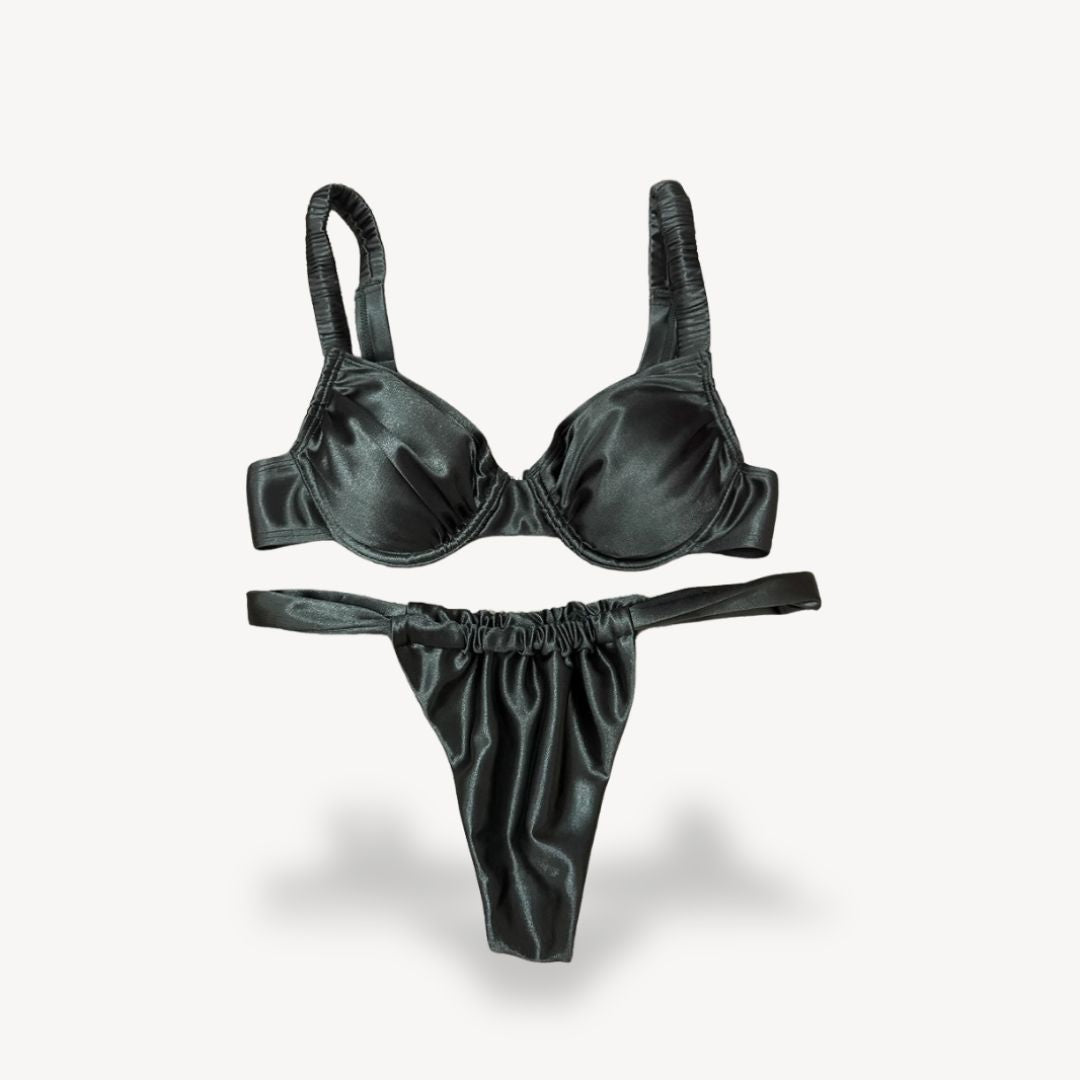Satin Push-Up Bra & Thong Set
